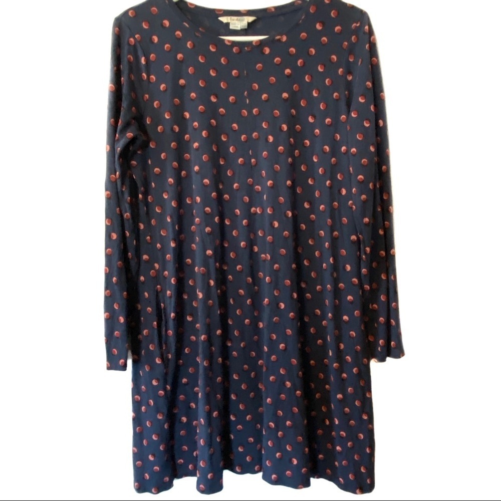 Boden Blue Pink Polka Dot Tencel Swing Tunic Dress US 10 Long Casual Coastal